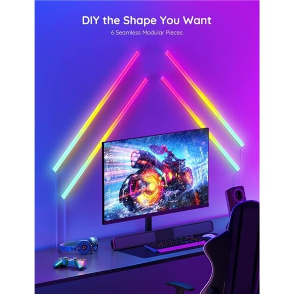 Glide LED Wall Lights, RGBIC Wall Lights, Works with Alexa and Google Assistant - Picture 2 of 6